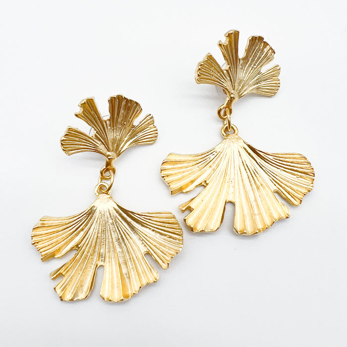 Gold Ginkgo Leaf Earrings