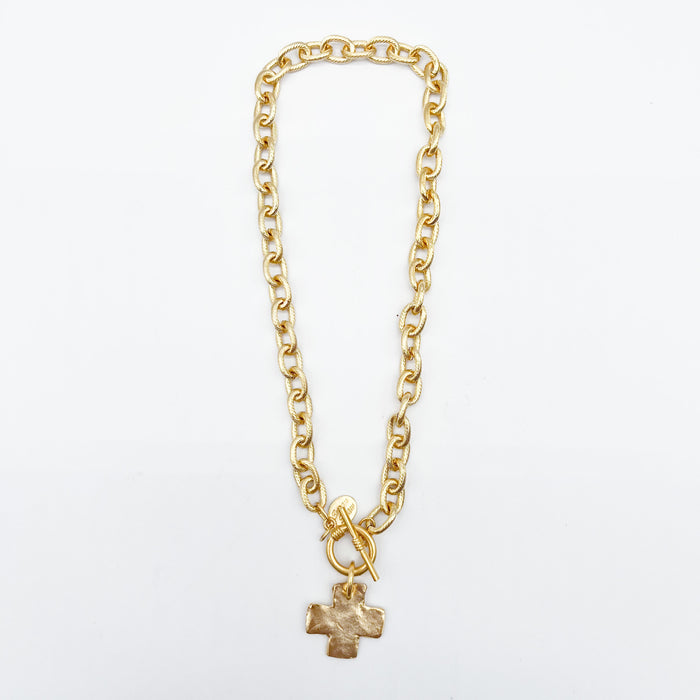Square Gold Cross Necklace