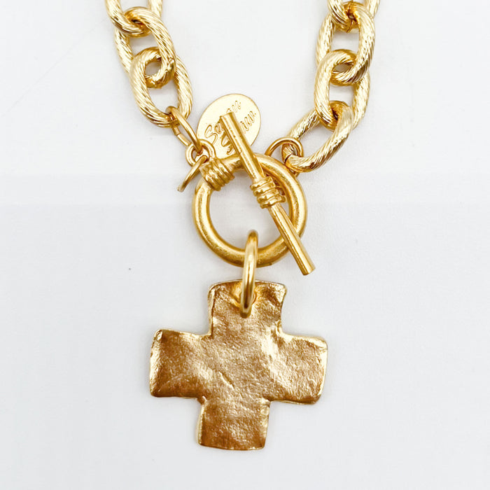 Square Gold Cross Necklace