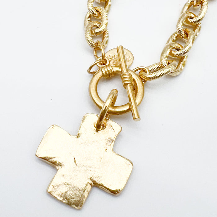 Square Gold Cross Necklace