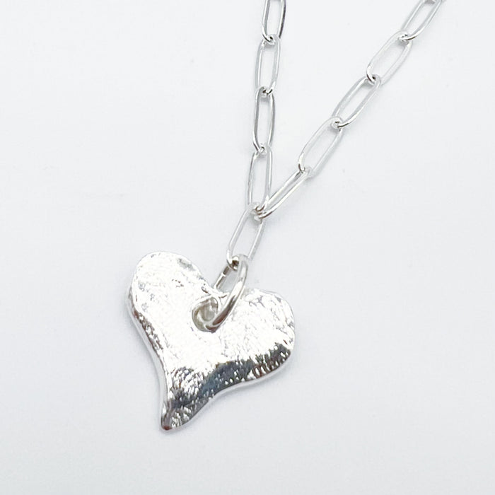 Silver Heart Paperclip Necklace