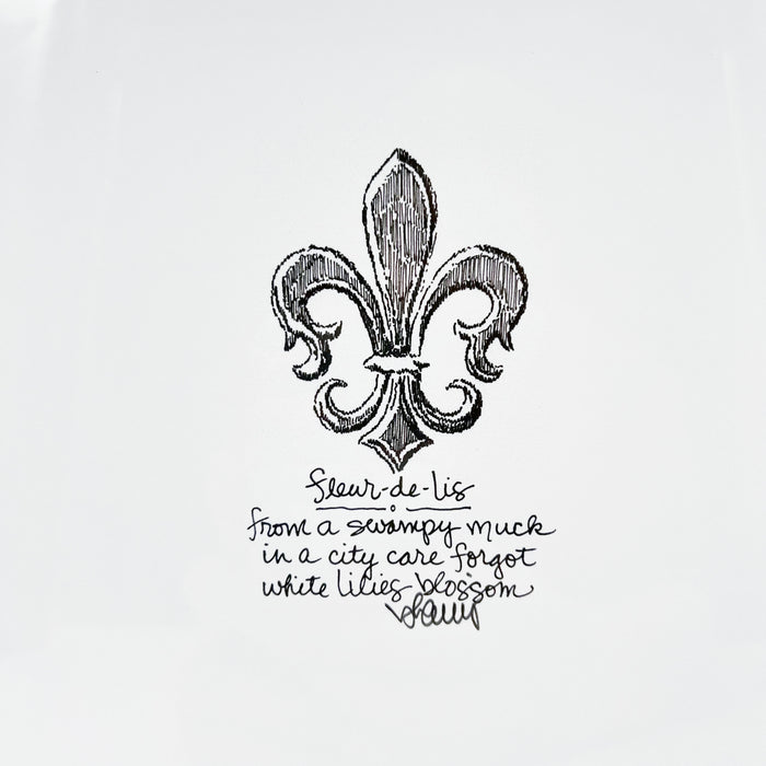 Framed Haiku Art B/W: Fleur De Lis
