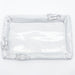 A rectangular clear glass serving tray with a textured silver rim featuring sculpted crawfish details on each corner, shown on a plain white background.