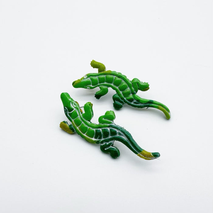 Alligator Clay Earrings: Green