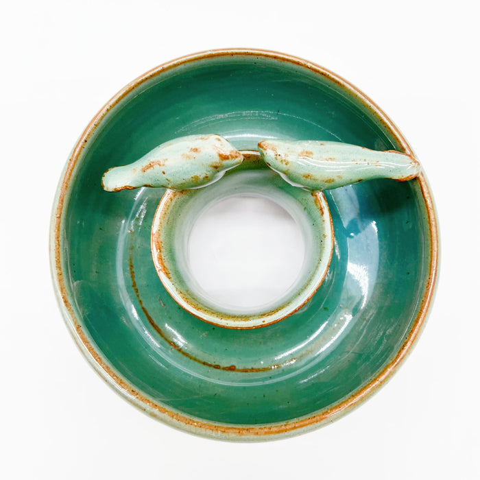 Teal Camellia Vase