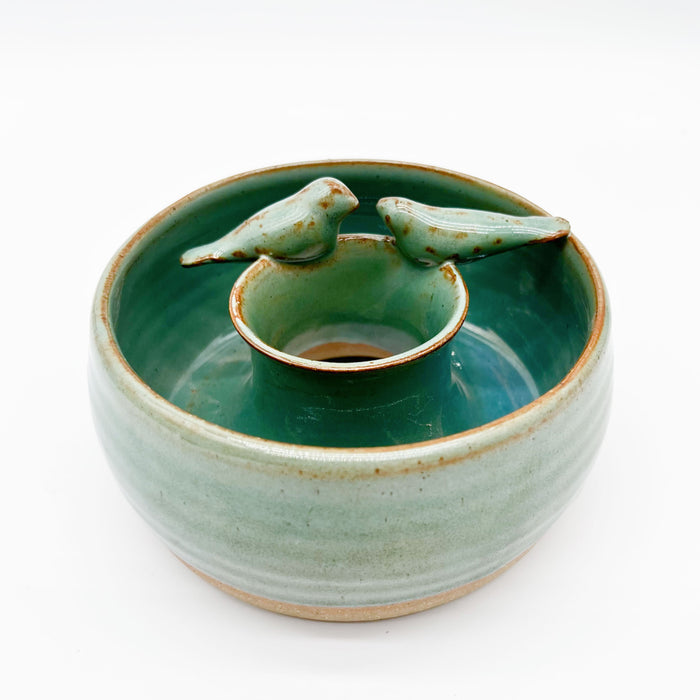 Teal Camellia Vase
