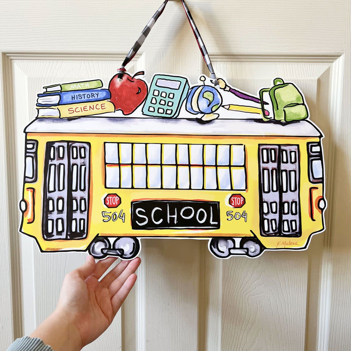 School Bus Streetcar Door Hanger