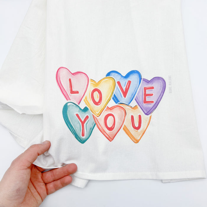 Love You Conversation Hearts Towel
