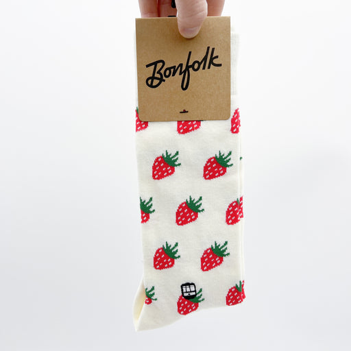 Bonfolk Strawberry Socks, Cute, Sweet, Brand that gives back, NOLA, Spring, Summer, Gifts for Women