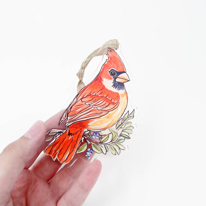 Acrylic Red Cardinal Ornament