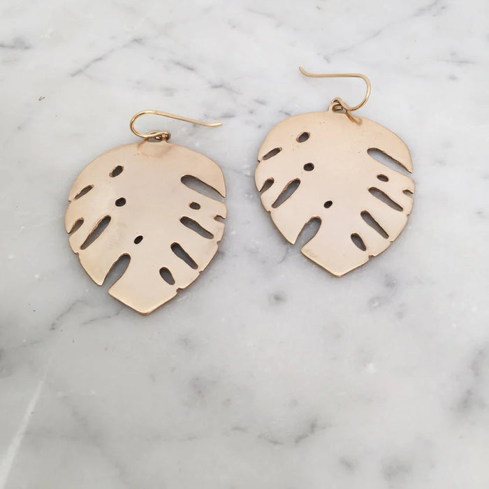 Mimosa Earrings - Monstera Leaf