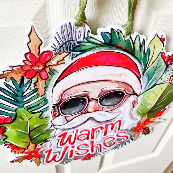 Warm Wishes Tropical Santa Door Hanger
