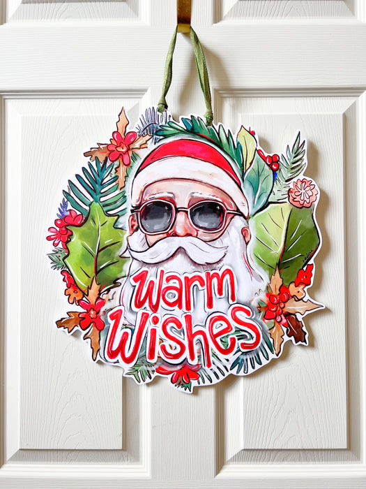 Warm Wishes Tropical Santa Door Hanger