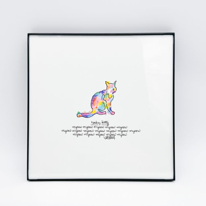 Framed Haiku Art Color: Kitty