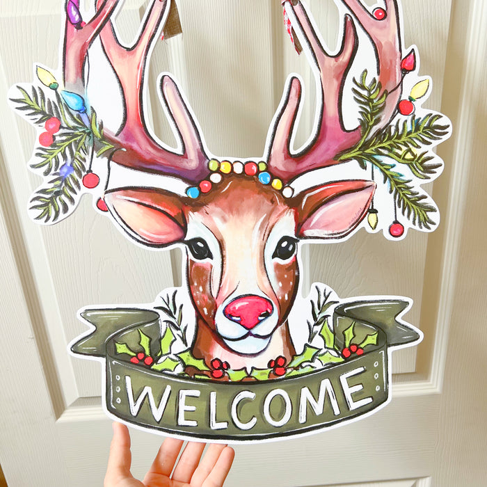 Holiday Deer Welcome Door Hanger