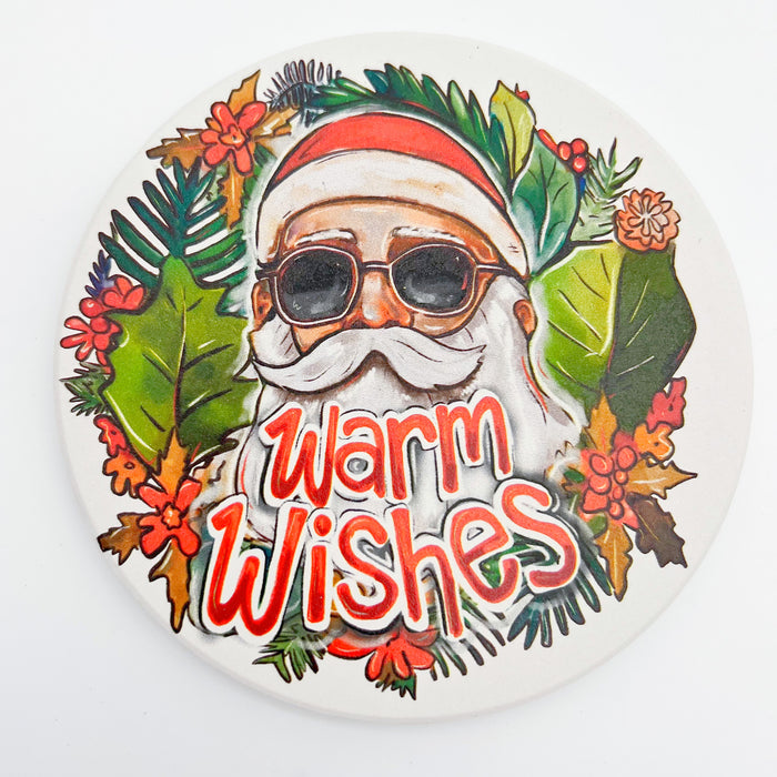 Warm Wishes Tropical Santa Coaster