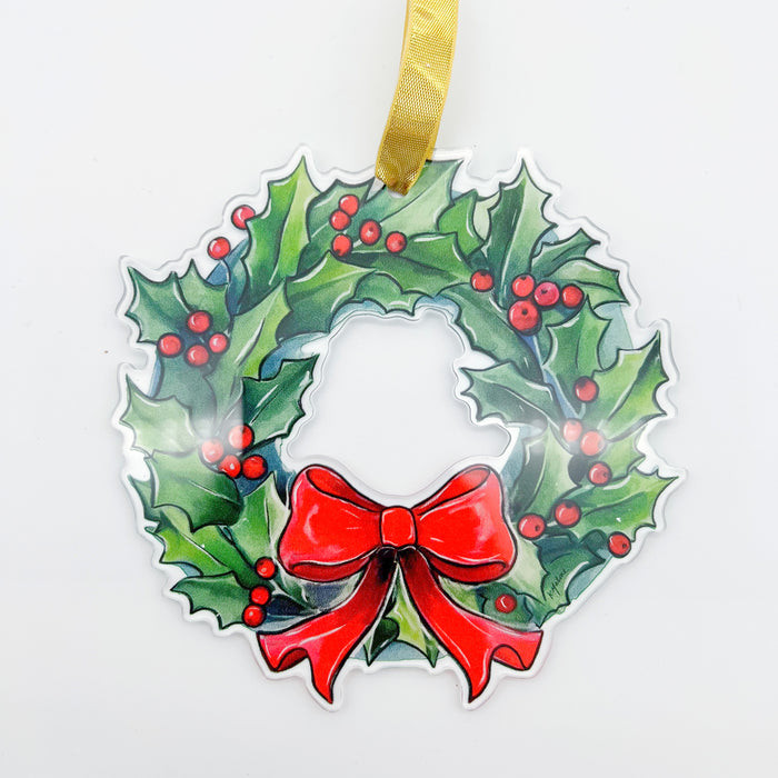 Acrylic Holly Holiday Wreath Ornament