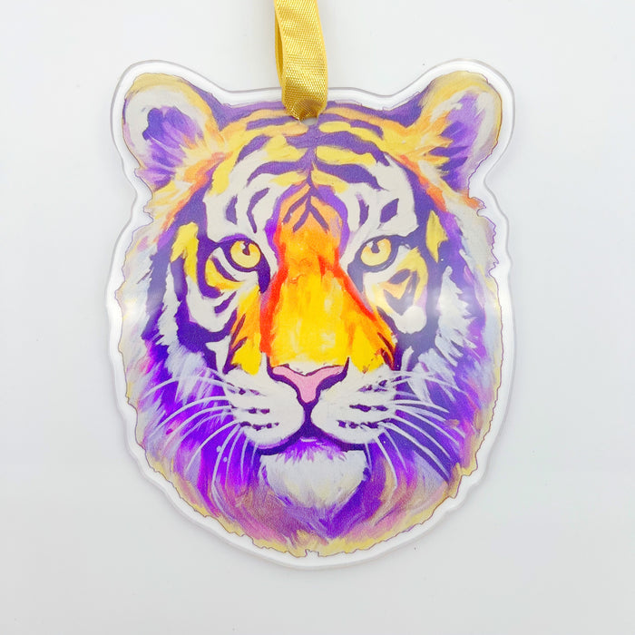 Acrylic LSU Tiger Head Ornament