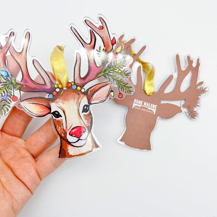 Acrylic Holiday Deer Ornament
