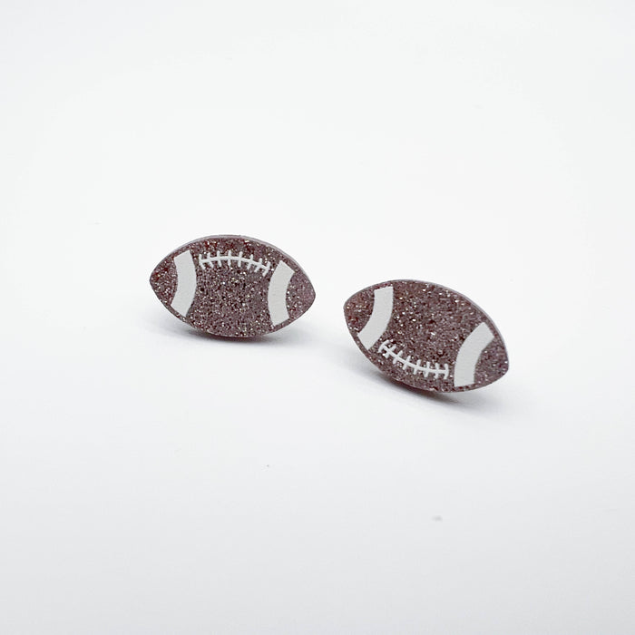 Sandy and Rizzo Glitter Football Game Day Studs Handpainted Earrings Jewelry Accessories 