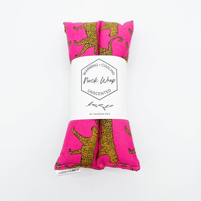 Bright Pink Jaguar Trendy Warming and Cooling Unscented Neck Wrap Weighted Self Care for Her