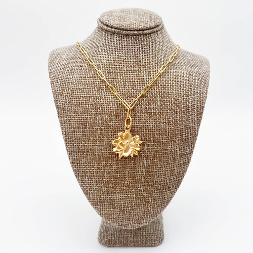 Pretty Gold Magnolia Paperclip Necklace Gift for Her - Mother's Day Gifts Lightweight Handcrafted