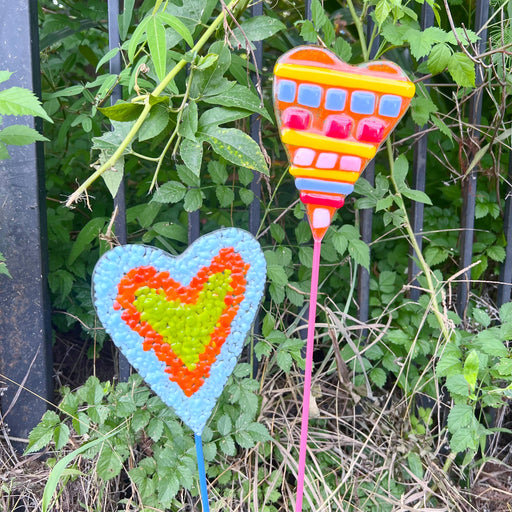 8 petals design colorful glass fused heart garden stakes one of a kind new orleans gift ideas valentine's day
