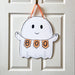 Home Malone NOLA Boo Ghost Halloween Door Hanger - Cute Smiley Ghost holding Boo Banner Festive Holiday Spooky Autumn Fall