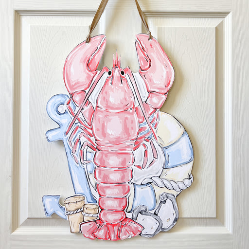 Coastal Lobster Door Hanger, Home Malone, New Orleans Art, You Are My Lobster, Seaside Decor, Atlantic Coast Decor, Pier Decor, Coastal Decoration, Lobster Fishing, Lobster Season, New England, Seafood Decor, Seafood Door, Rock Lobster, Red Lobster