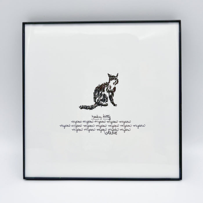 Framed Haiku Art B/W: Kitty