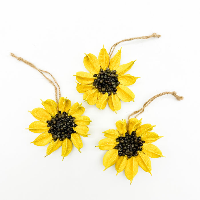 Small Yellow Cotton Sunflower Ornament