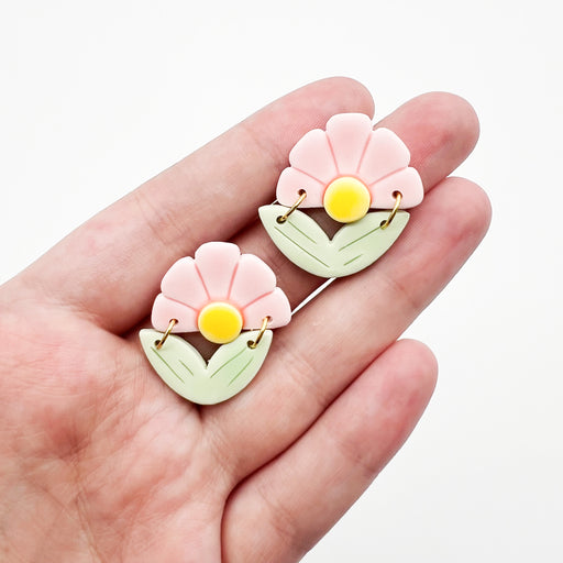 Cute pastel pink springtime flower earrings, lightweight, jewelry, gift for mother's day, wedding day gift, spring wedding