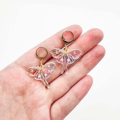 Hypoallergenic Lightweight Iridescent Earrings, Summer + Spring Jewelry, Women Owned, NOLA, Home Malone, Whimsy Moth Gift