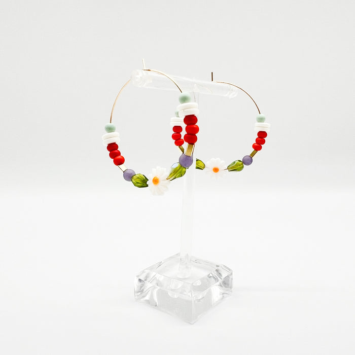 Lightweight + Handcrafted Daisy Beaded Hoop Earrings - Best Place to Shop  Cute Spring + Summer Jewelry — Home Malone