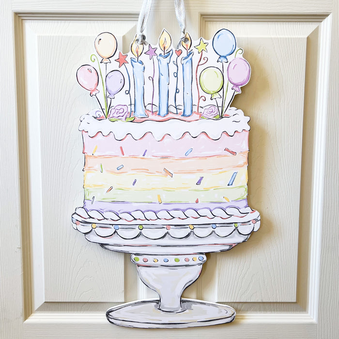 Pastel Birthday Cake Door Hanger