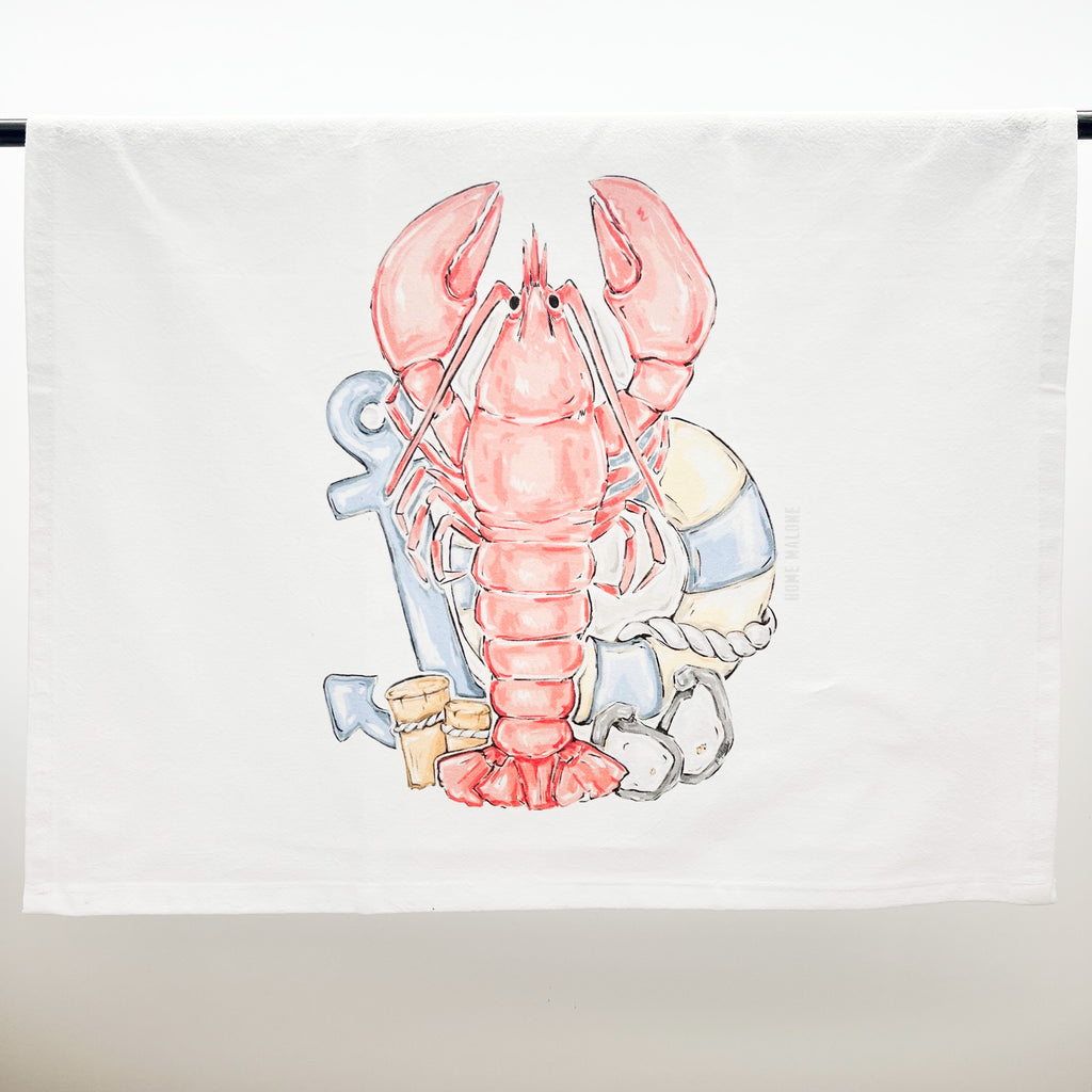 Home Malone - Coastal Lobster Tea Towel - Summer + Spring Kitchen and Home  Decoration