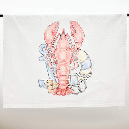Home Malone Coastal Lobster Oyster Anchor Muted Colored Kitchen + Home Decor Tea Towel //  Printed in NOLA