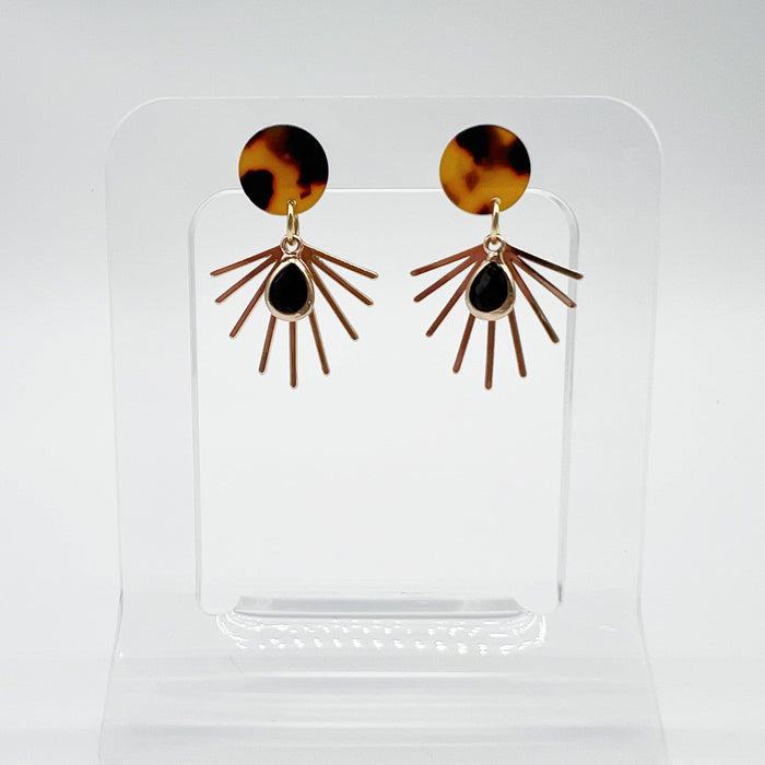 Tortoise Sunburst Dangle Earrings