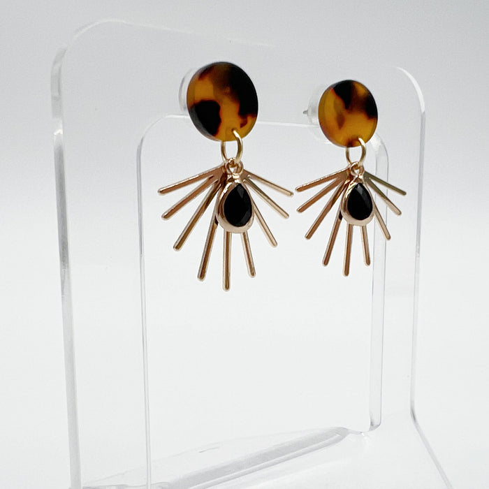 Tortoise Sunburst Dangle Earrings