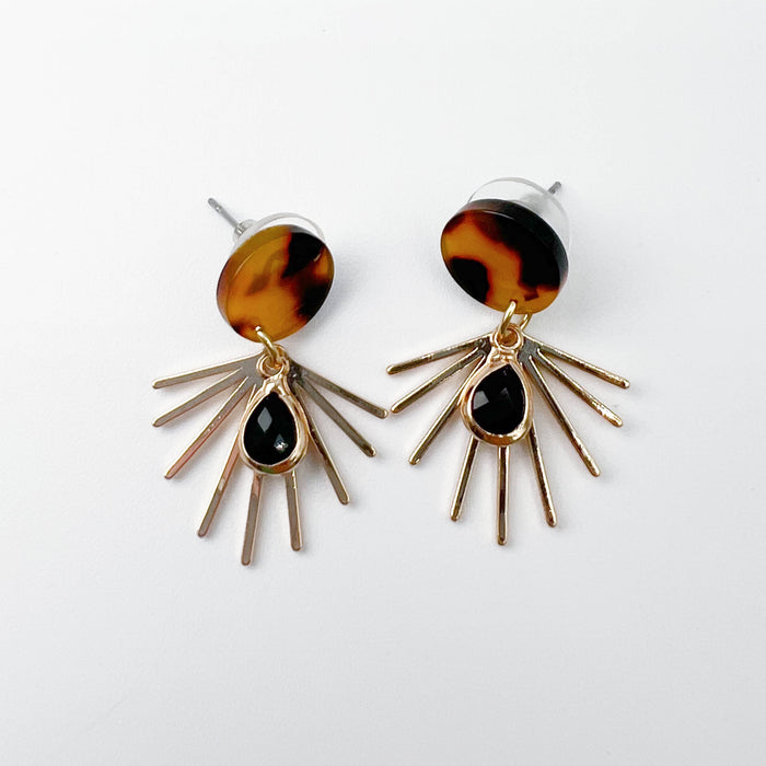Tortoise Sunburst Dangle Earrings