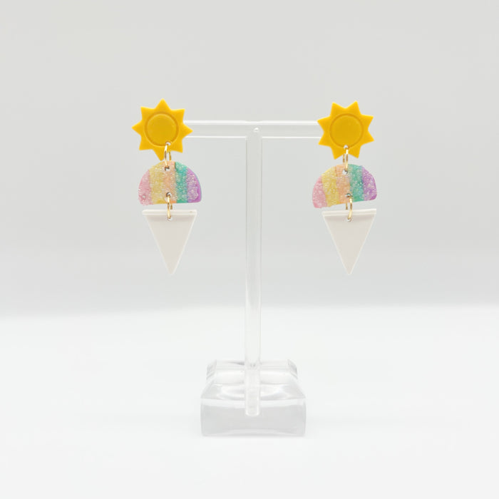 New Orleans Summer Rainbow Sunshine Sno-Ball Dangle Earrings for Women or Kids // Hot Summer Days // Sweet Treat Accessories // Jewelry for Women