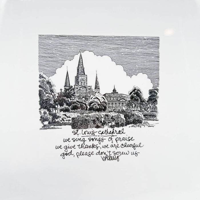 Framed Haiku Art B/W: St. Louis Cathedral