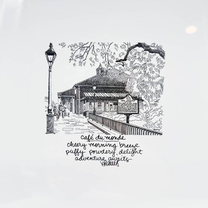 Framed Haiku Art B/W: Cafe Du Monde