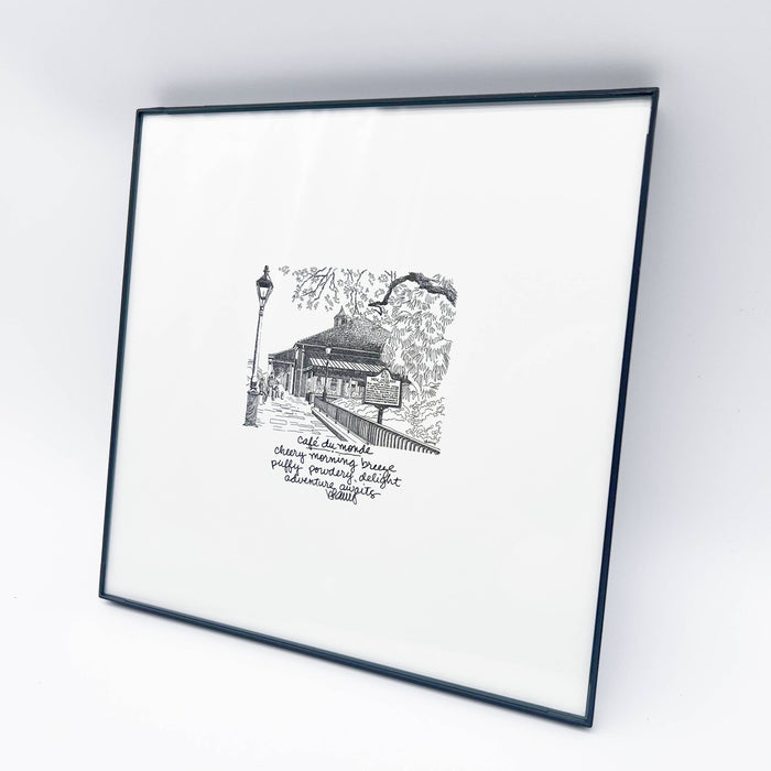 Framed Haiku Art B/W: Cafe Du Monde