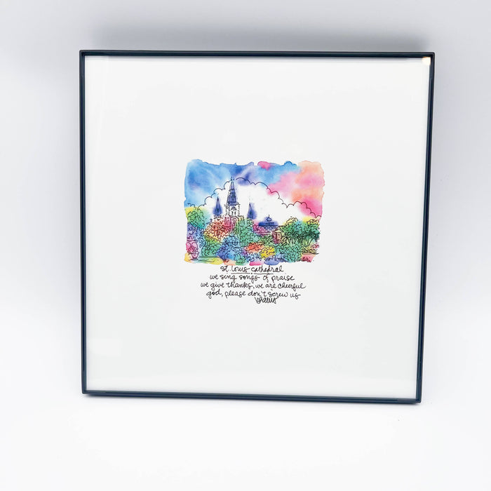 Framed Haiku Art Color: St. Louis Cathedral
