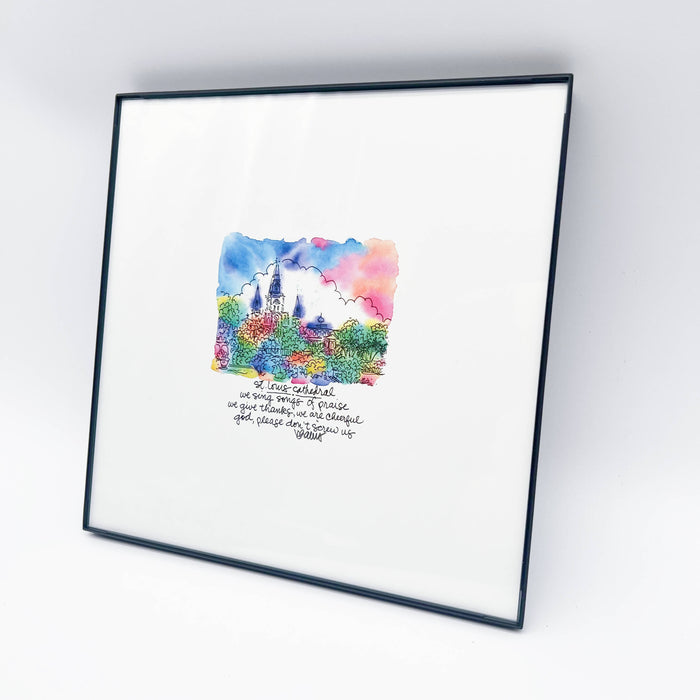 Framed Haiku Art Color: St. Louis Cathedral