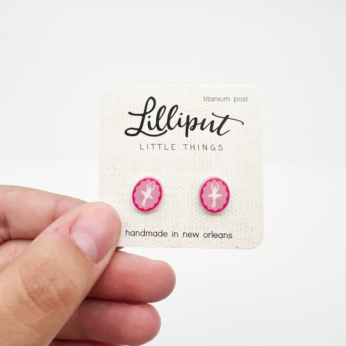 Ballerina Earrings Ballet Silhouette Hypoallergenic Stud