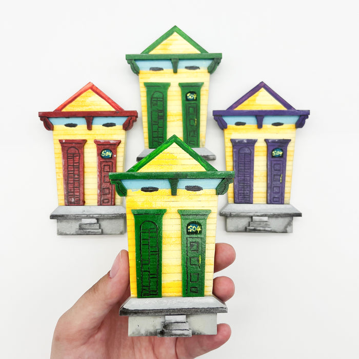 New Orleans Artist Classic Shotgun Houses Magnet - Small Magnetic Decoration for Gifting - New Orleanians - Cute + Fun Souvenier - Colorful One Of A Kind Local Art