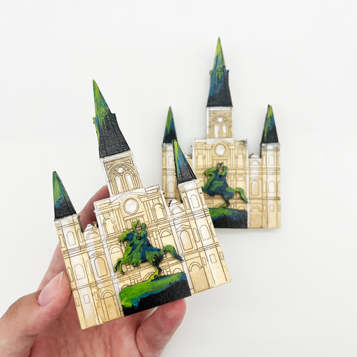 New Orleans St. Louis Cathedral Wooden Magnet - Locally Made in NOLA - Cute + Fun One of a kind gift ideas - French Quarter shopping 
