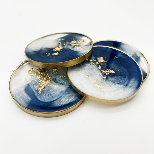 On The Rocks at Home Malone Perfectly Round One of a kind Geode Navy Geode Coasters - Wedding Gift + Decor Ideas - Unique Kichen + Bar - Shop Local with us at Home Malone NOLa